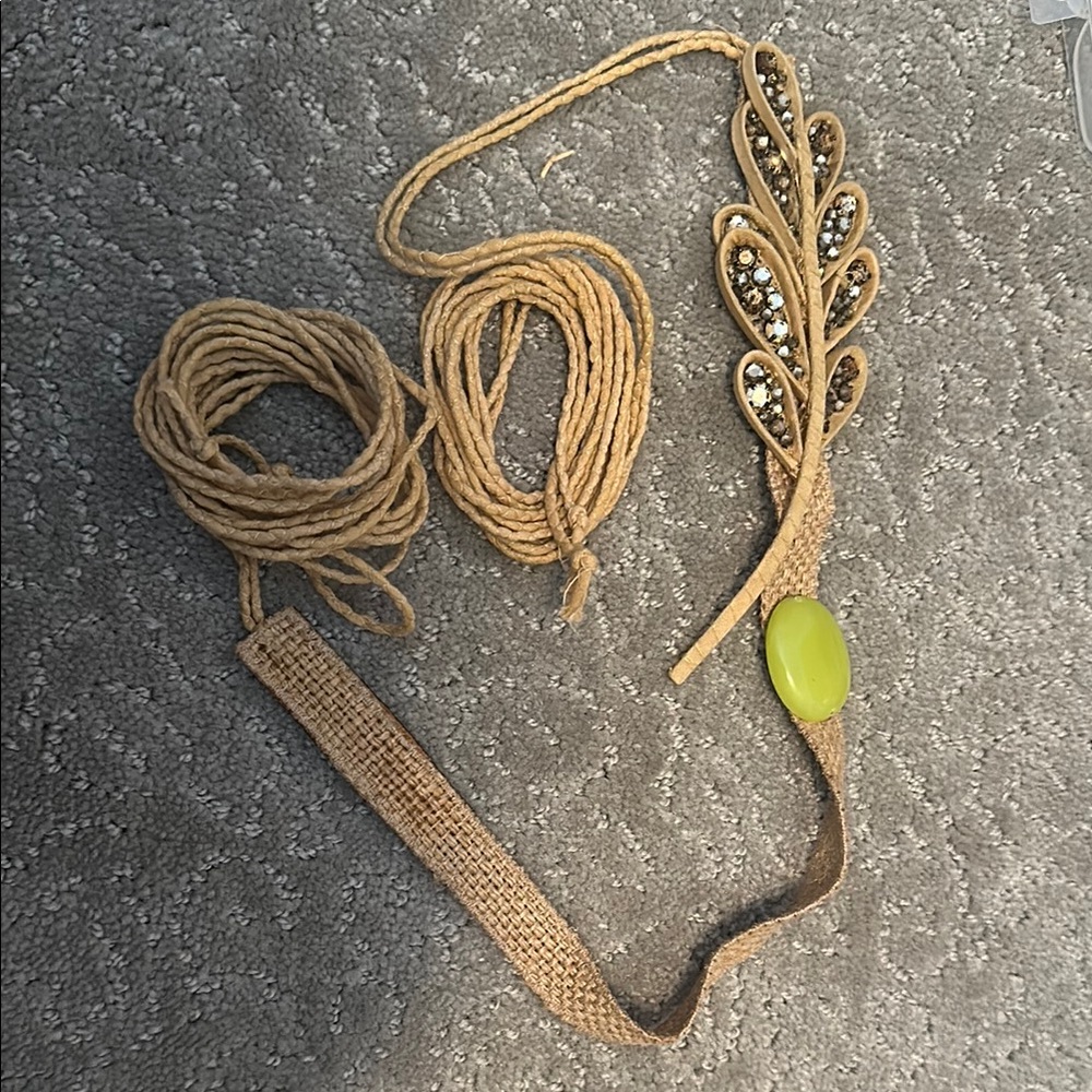 Marni Tan Woven Belt with Beaded Embellishments